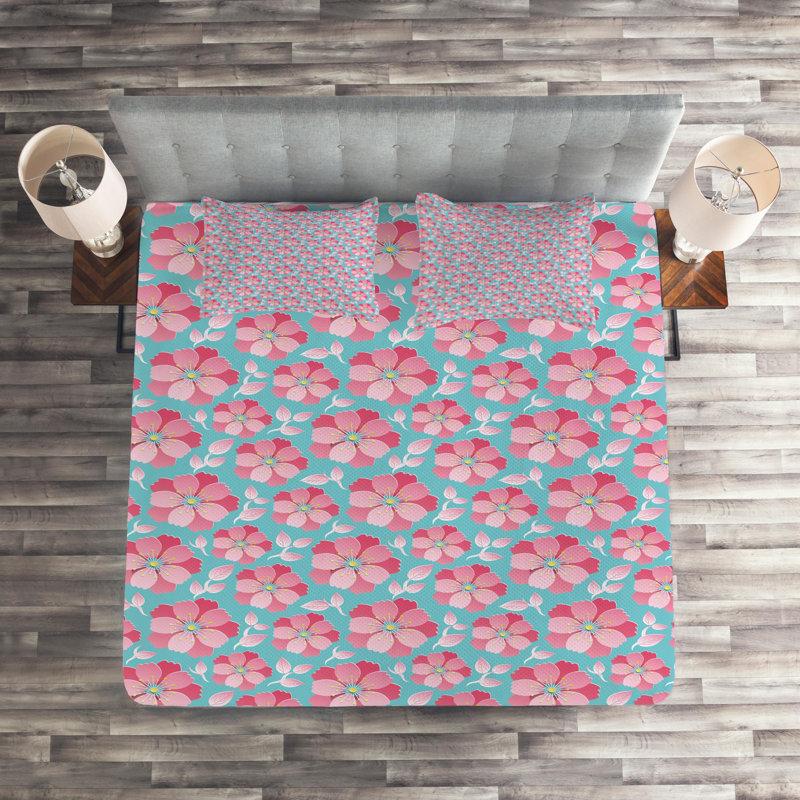 Polyester Floral Coverlet, King Bedspread + 2 Shams, Animal print
