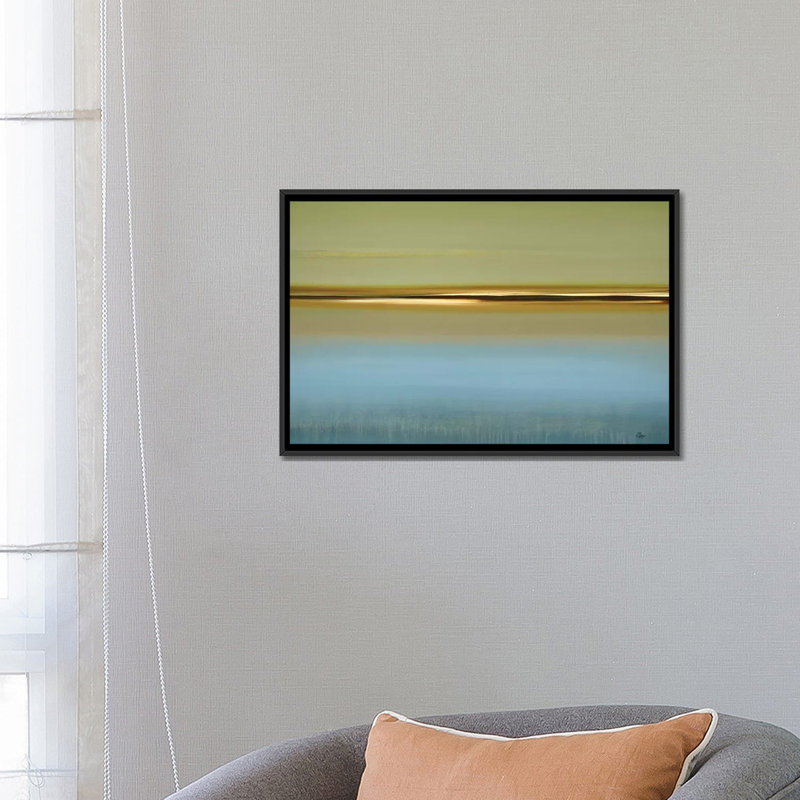 " Peaceful Fusion " by Lisa Ridgers, 18" H x 26" W x 1.5" D, Black Floater Framed Canvas, No Mat