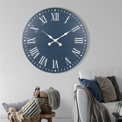 Grande horloge murale 28 po, horloge murale ronde pour le décor du salon, horloge murale de ferme pour chambre à coucher, entrée, bureau