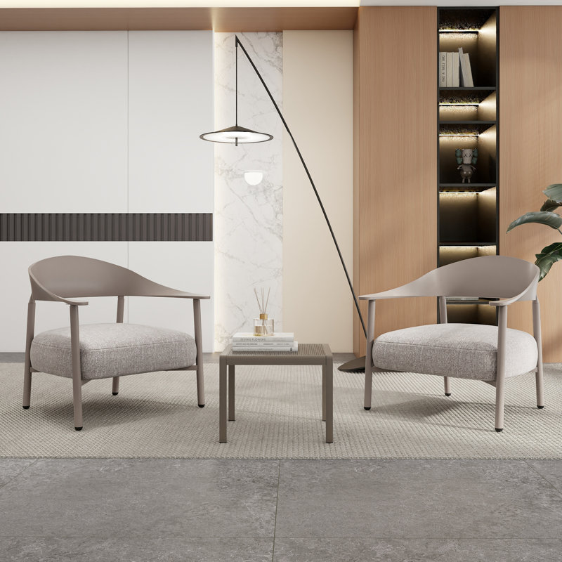 Ensemble de chaises d'appoint pour salon, fauteuil d'appoint avec table basse (ensemble de 3), Gris