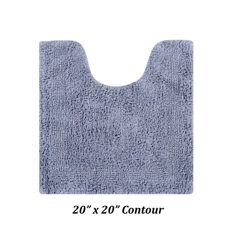 Rozanne Reversible Cotton Bath Rug, 17" x 24" Rectangle, Silver
