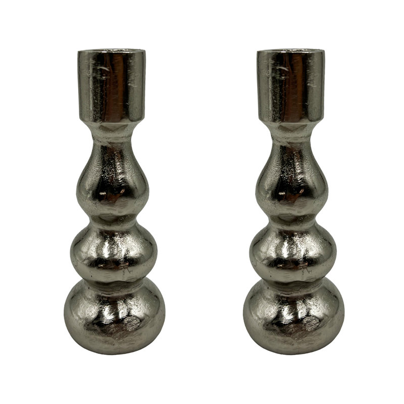 7'' H Aluminum Tabletop Taper Candlestick, Silver