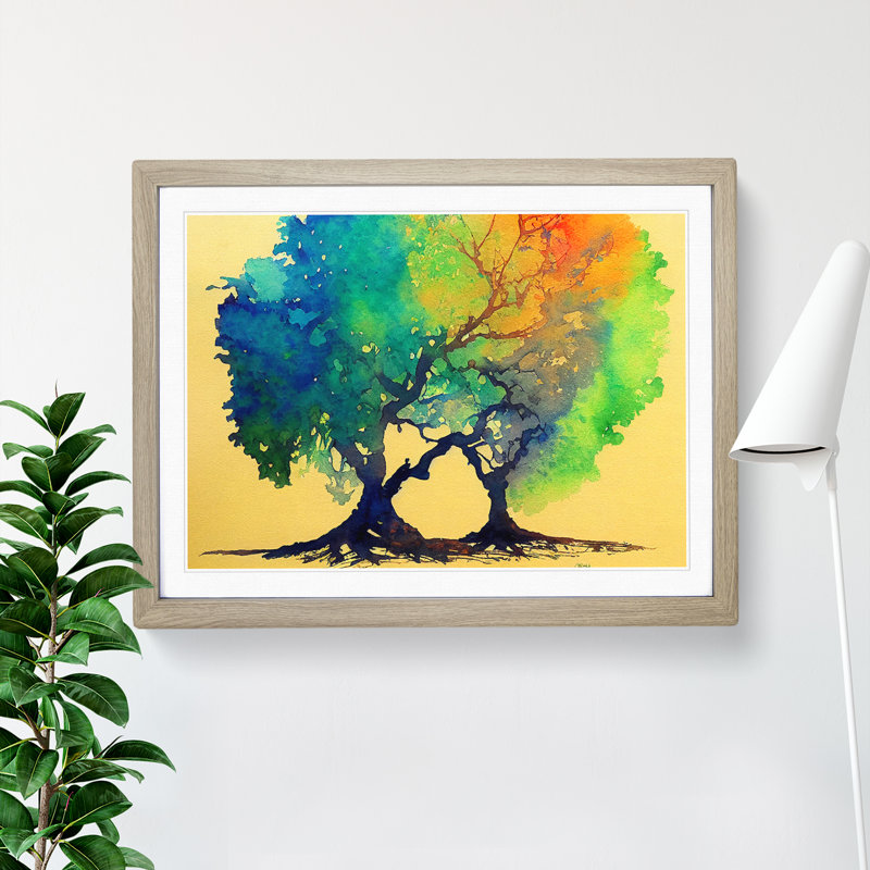 Delicious Trees - Single Picture Frame Painting, 34cm H x 46cm W x 2cm D, Oak