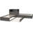 Twin L-Shaped Platform Bed with Trundle, Storage Cabinets, Desk & LED Light – Space-Saving Corner Bed,Grey-1121016724