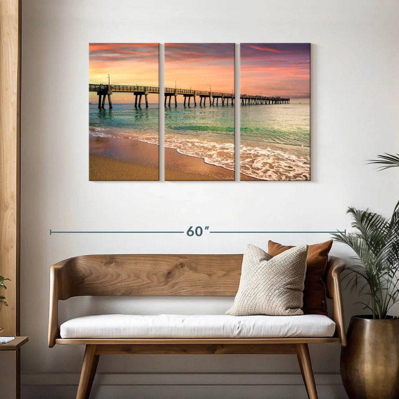 Aletra Beach Pier Sunrise South Florida, H 28 po x l 45 po