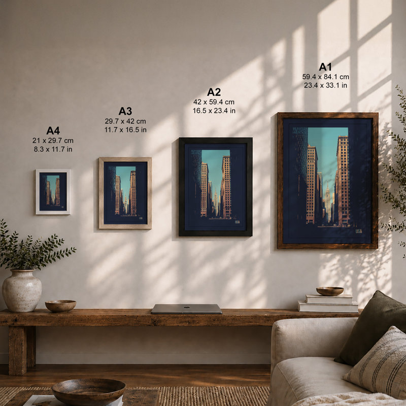 Urban Canyon: Art Deco - Framed Print, A4 - 29.7 x 21.0 cm, White