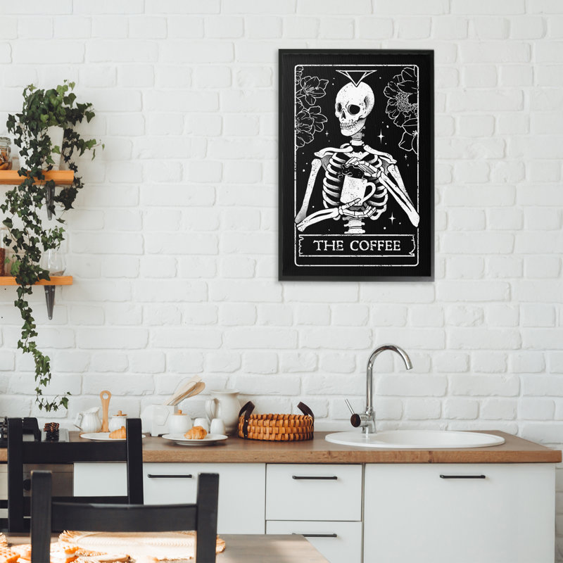 «The Coffee Skeleton Tarot», dessin par EduEly Designs, Giclée encadrée noir minuit, H 24 po x l 16 po