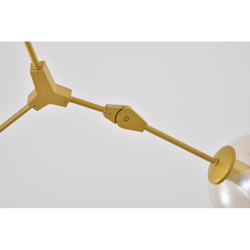 Lustre modulaire doré moderne 5 lumières, Doré, Ambre