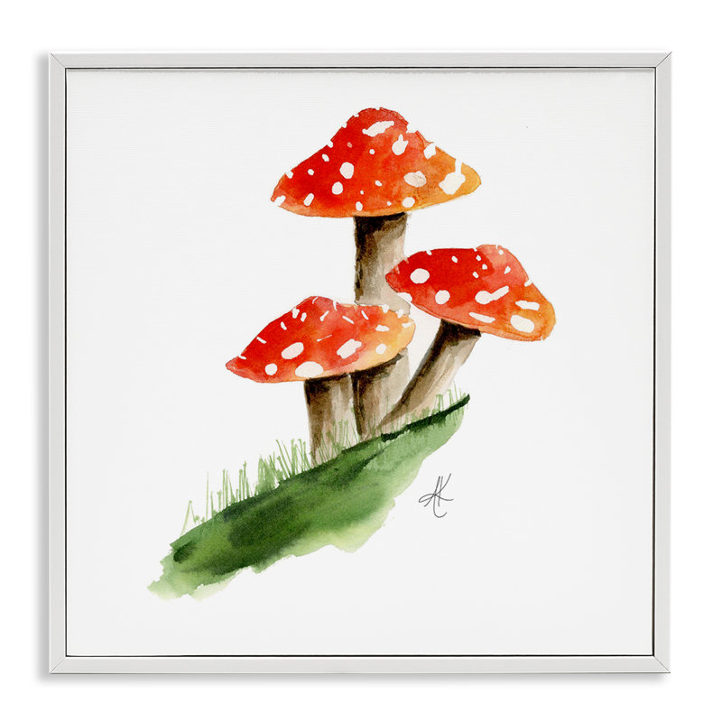 «Red Mushroom Trio», estampe numérique encadrée par Alexandria Gilbert Kincaid, H 12 po x l 12 po