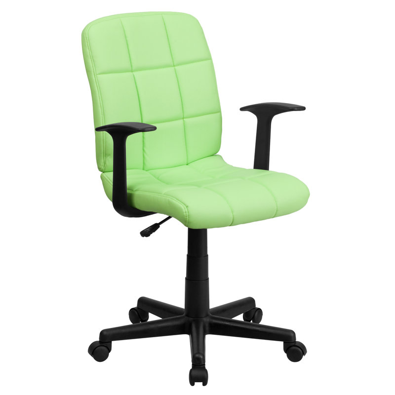 Chaise de bureau pivotante en vinyle Bonavant, Vert, Avec accoudoirs