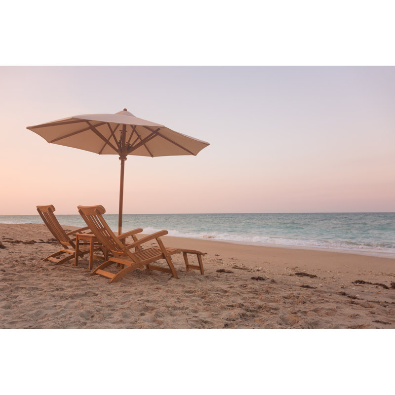 Umbrella On A Beach by Cdwheatley - No Frame Print on Canvas, 61cm H x 91cm W
