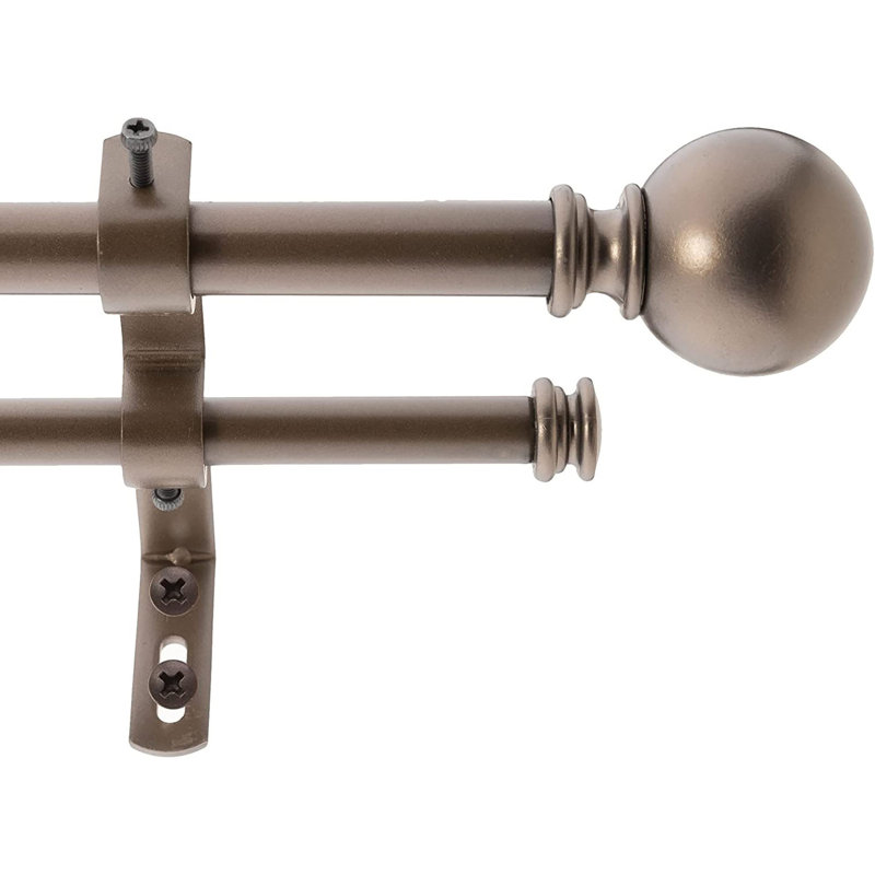 Lipsey Adjustable Double Curtain Rod, Black, 0.63" H x 84" x 0.63" D