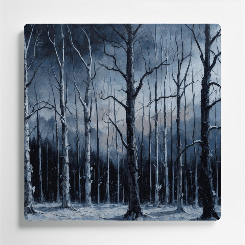 Halloween Bare winter trees Gray Metal Wall Art