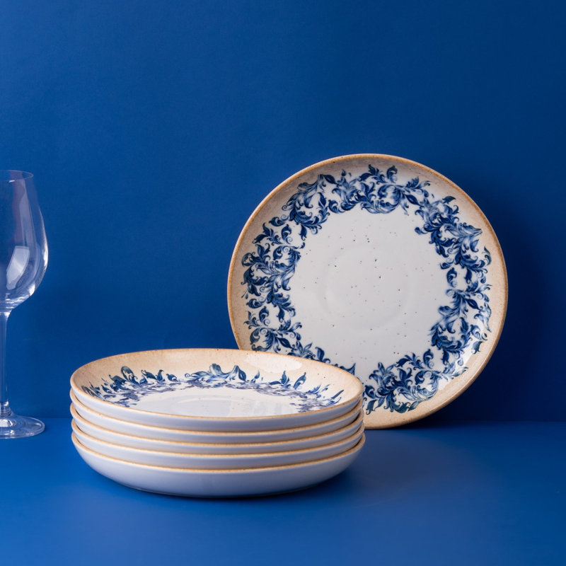 Assiette plate en porcelaine de qualité supérieure Croisière-Amalfi, 9x9x1.1"