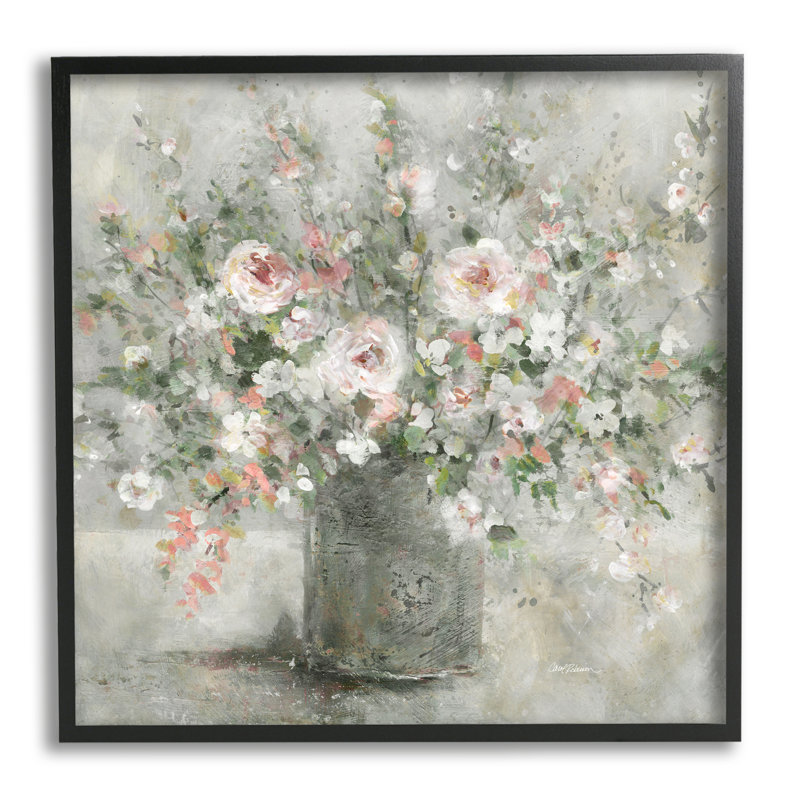 Bouquet de fleurs douces et roses par Carol Robinson, Giclée encadrée noir minuit, H 12 po x l 12 po x P 1,5 po