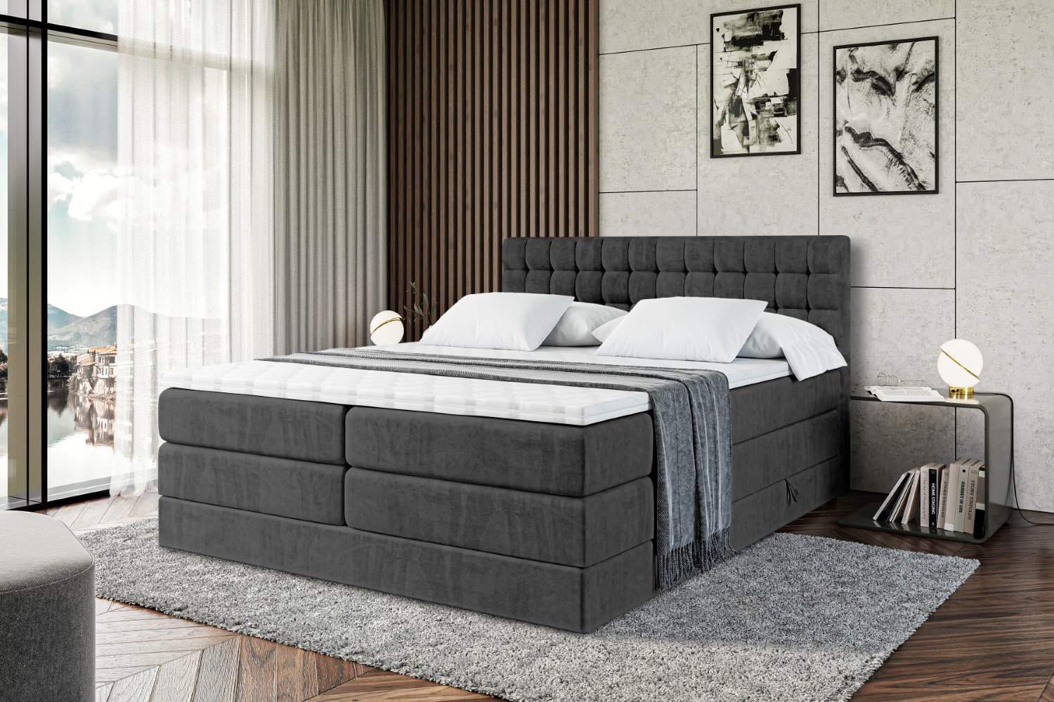 Ophelia & Co. Box spring bed with bed box and topper | Wayfair.co.uk