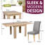 Newquay Oak Flip Top Extending Table With Oak Chair With Steel Grey Fabric Roll Top Chairs-1693633214