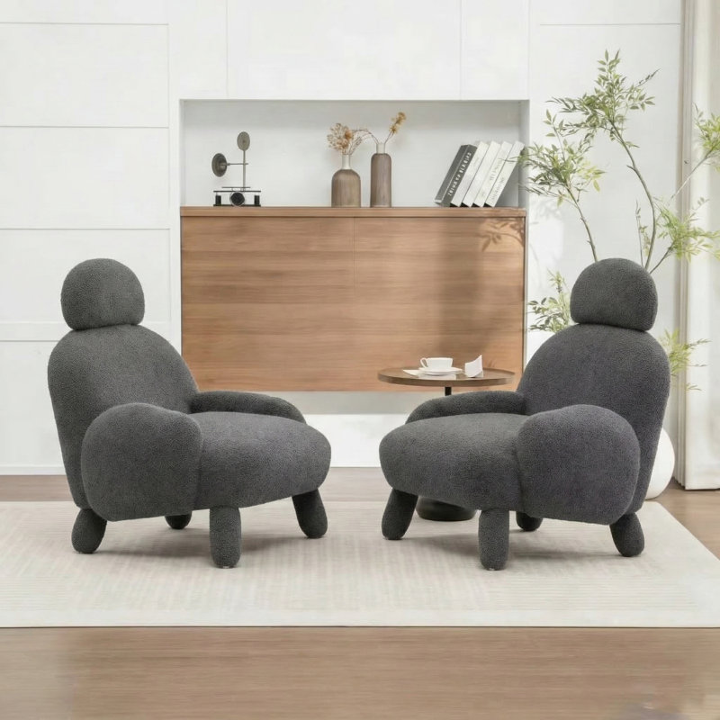 Modern Style Wing-Shaped Decorative Chairs, Gray