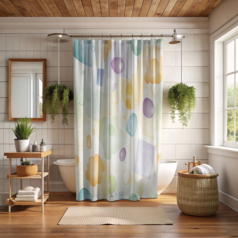Pastel Palette - Rideau de douche Premium, L 71 po x L 74 po