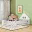 Lit simple en bois avec tête de lit et rangement intégré-129199432