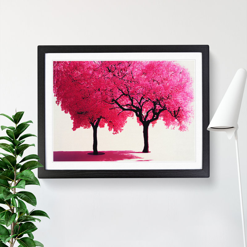 XH1022-7097X Powerful Cherry Blossom Trees - Single Picture Frame Print, Black, 46cm H x 64cm W