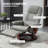 Faux Leather Manual Recliner With Swivel Wood Base And Extendable Footrest-1008047221