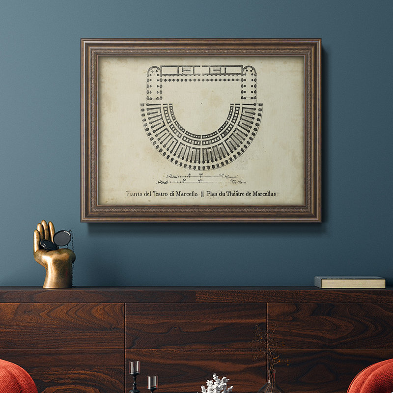 " Plan For The Theatre Of Marcellus ", 16" H x 20" W x 2.5" D