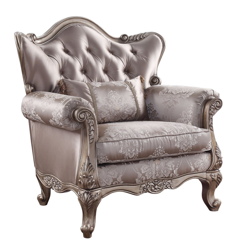 Chaise Jayceon en tissu et finition champagne avec coussin
