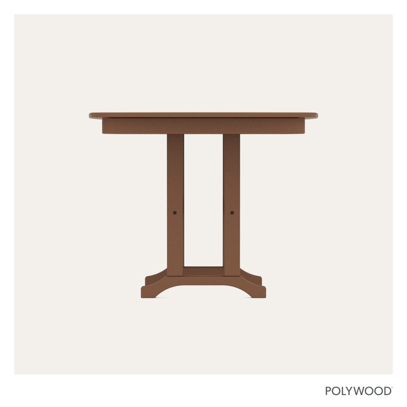 POLYWOOD Nautical Dining Table, Dark Teak, 29" H x 36.75" L x 36.75" W