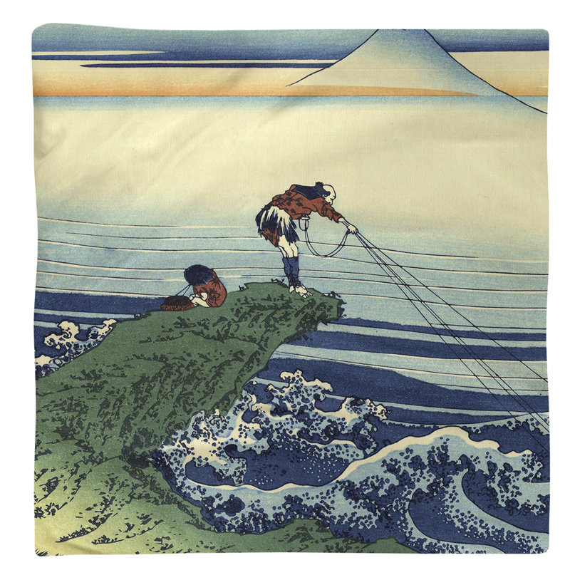 Katsushika Hokusai Cotton Square Napkin, Blue/Green