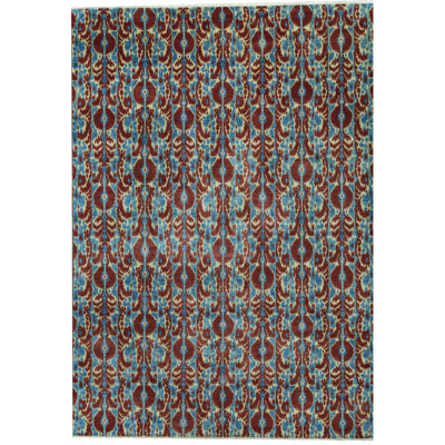 Tapis rouge et aubergine noué à la main de haute qualité