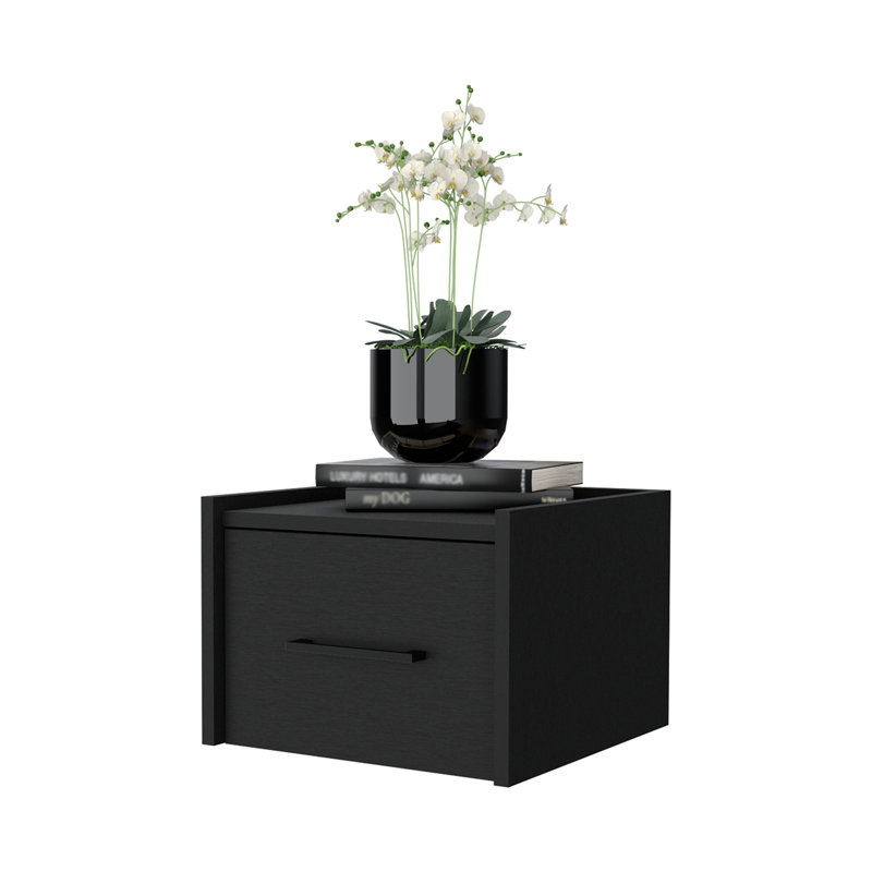 Abida 13.8'' W Particle Board / Chipboard Nightstand, Black
