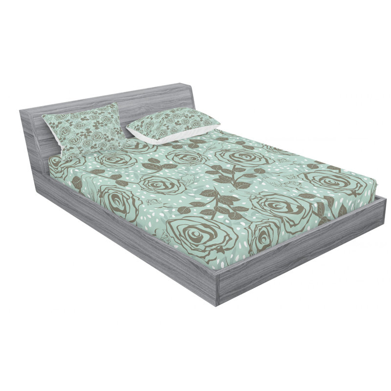 Microfiber Floral Sheet Set, Queen Sheet Set with Fitted Sheet