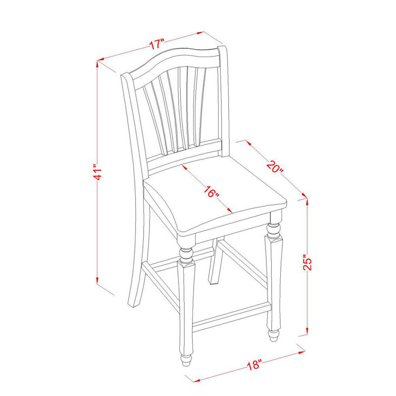 Smyth Rubberwood Solid Wood Dining Set, 42" x 42", 3 Pieces: 1 Table, 2 Chairs, Cherry