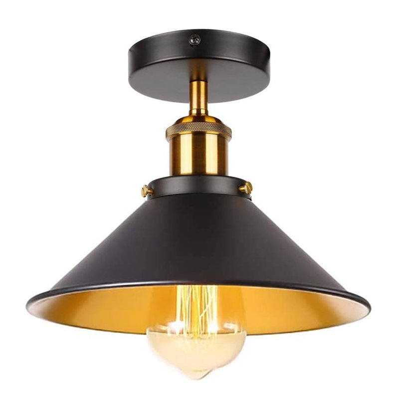 Denzel Semi Flush Mount, Black Gold Inner