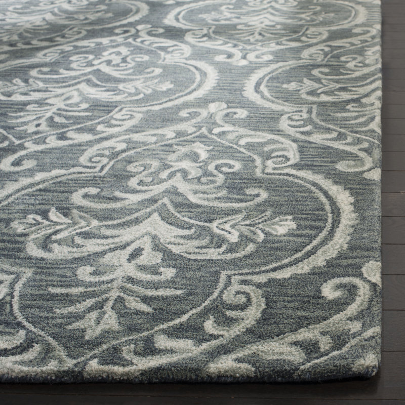 Tapis bleu / sauge en laine Ferrera, Rond 6 pi