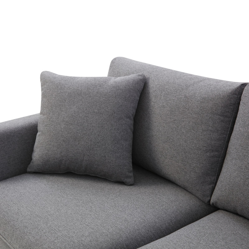 Upholstered L-Shaped Sectional Reversible, Charcoal Gray