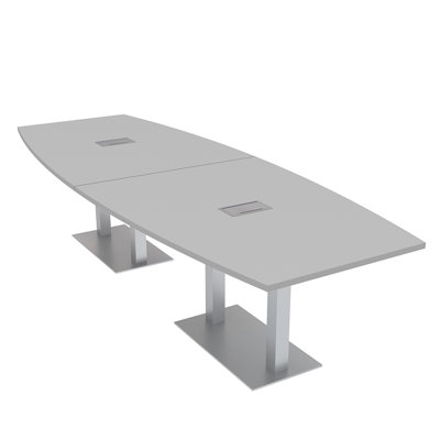 Boat Shaped Conference Table with Double Metal Post Base | Electrical Unit