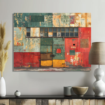 Jaune, rouge, Logistique, paysage, entrepôts, entrepôts, décoration murale