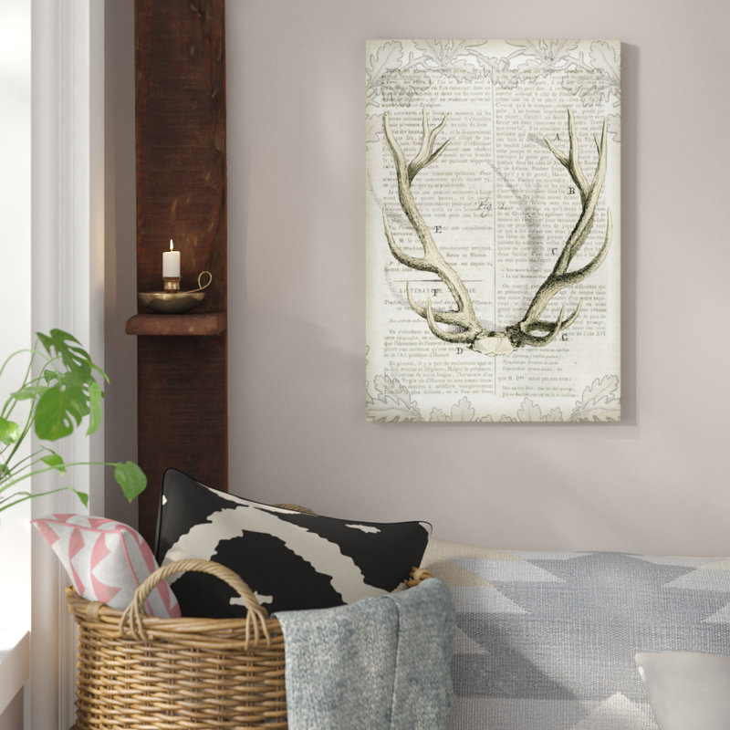 Art sur toile tendue, "regal antlers on journal i", H 60 po x l 40po x P 1,5 po