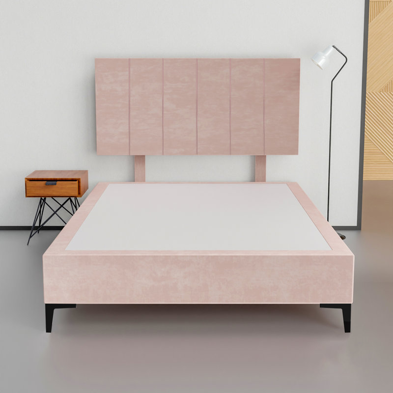 15 Premium Velvet Wood Box Spring/Bed Frame With Headboard, Durable & Stylish Black Metal Legs, Multi Color Options, Full XL