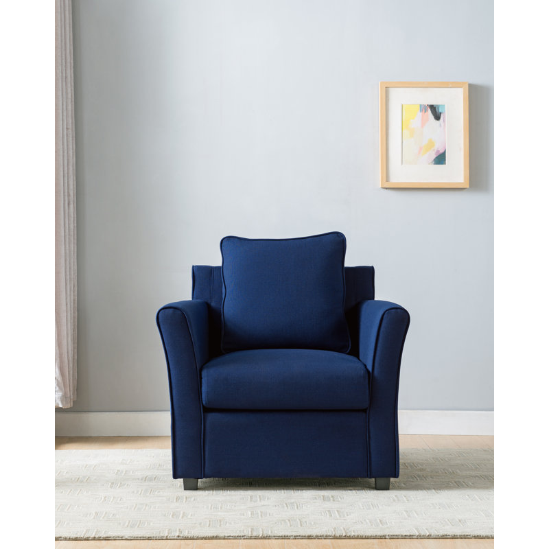 Fauteuil Skegness de 92,08 cm de large, Mélange de polyester bleu royal, Mélange de polyester brun expresso