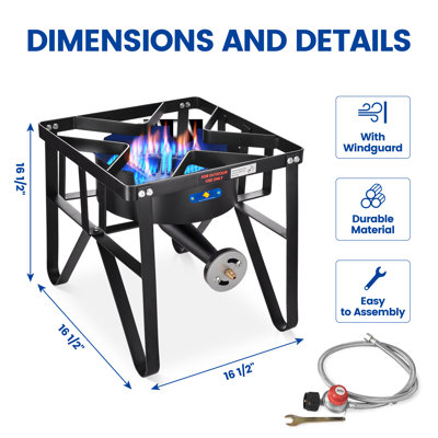 ARC Outdoor Propane Stove, 220,000 BTU Single Burner and Cast Iron Wok