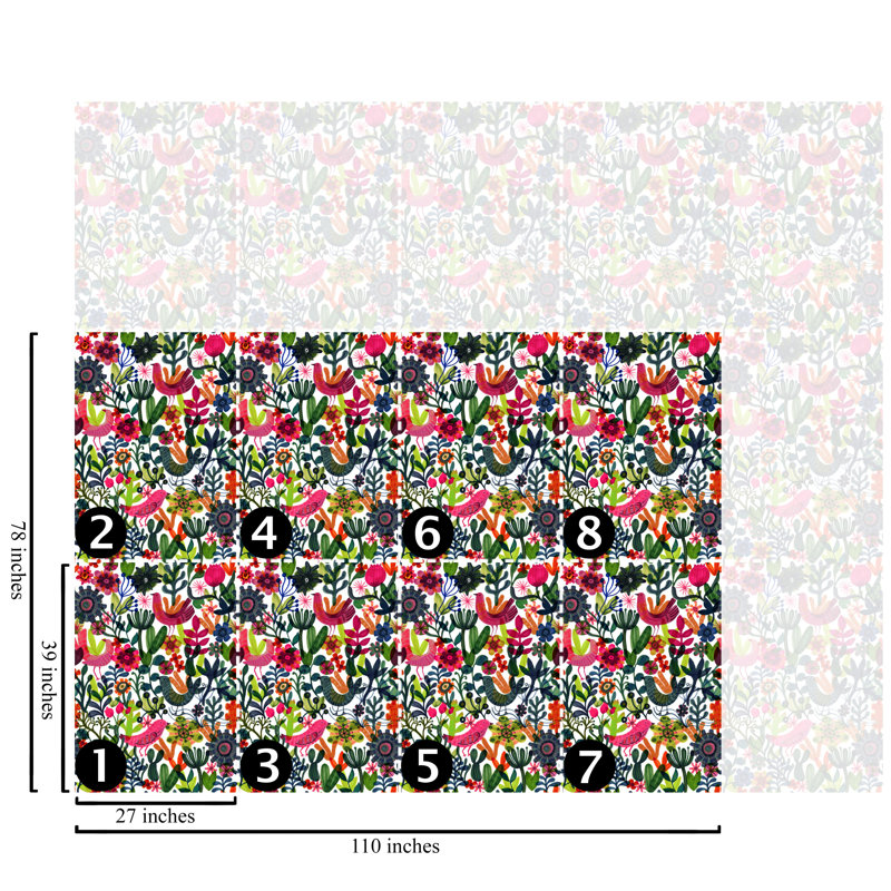 Scandinavian Folk Art Floral Wallpaper Pink