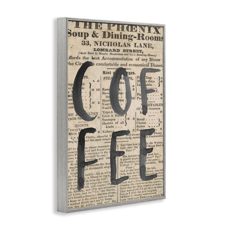 Giclée de journal de café rétro, design par Lucille Price, Estampe numérique Farmhouse, H 24 po x l 16 po