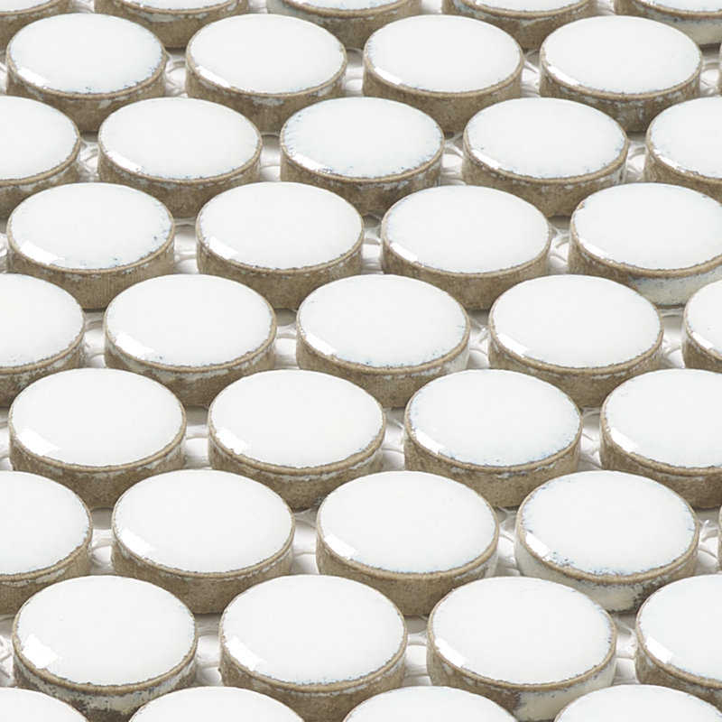 0.75" x 0.75" Porcelain Penny Round Mosaic Wall & Floor Tile, Glossy White