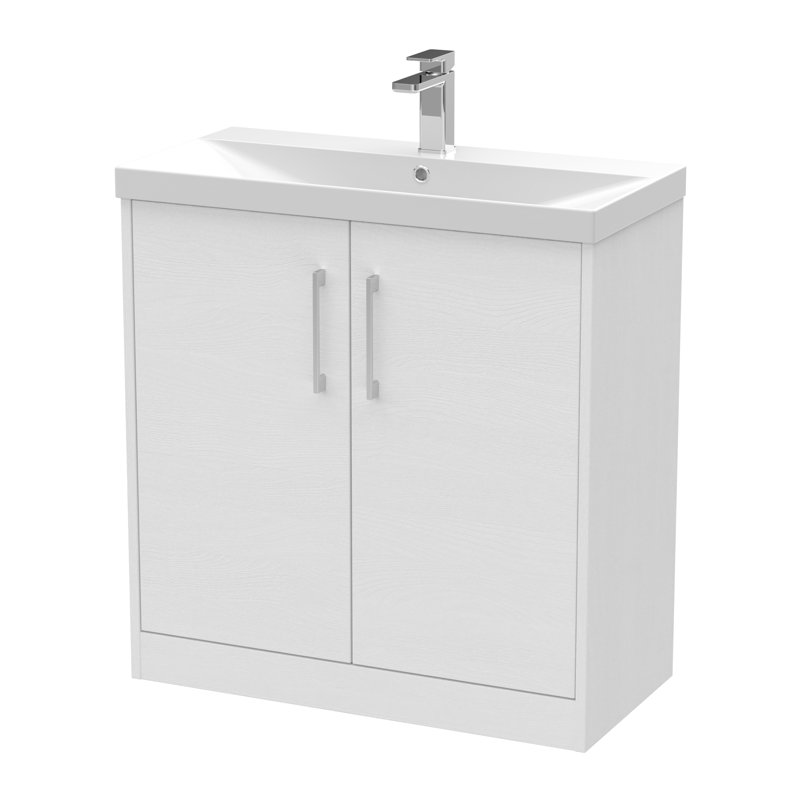Juno 800mm Single Bathroom Vanity with Integrated Vitreous China Basin, White Ash