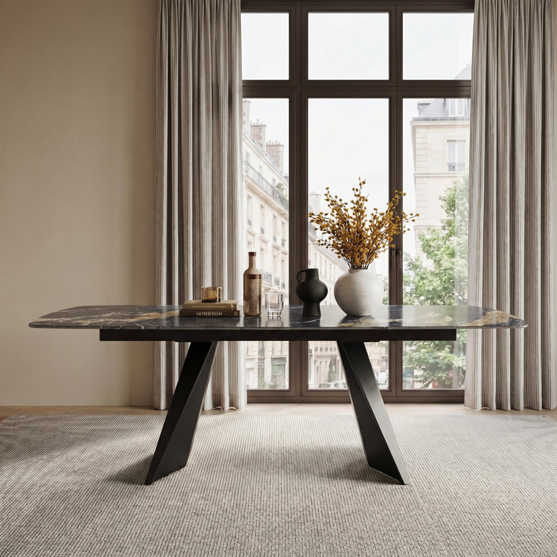 Joceline Extendable Oval Dining Table, 65"-94.5" Sintered Stone Top, Seats 6-10, Modern Luxury Centerpiece for Dining Room