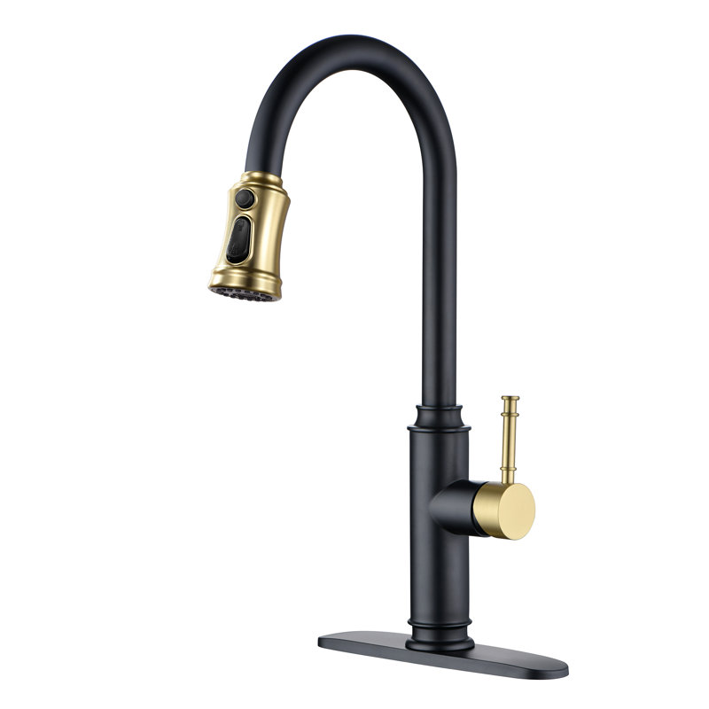 Robinet de cuisine Sumerain S6132P-XX-6133, Noir / or