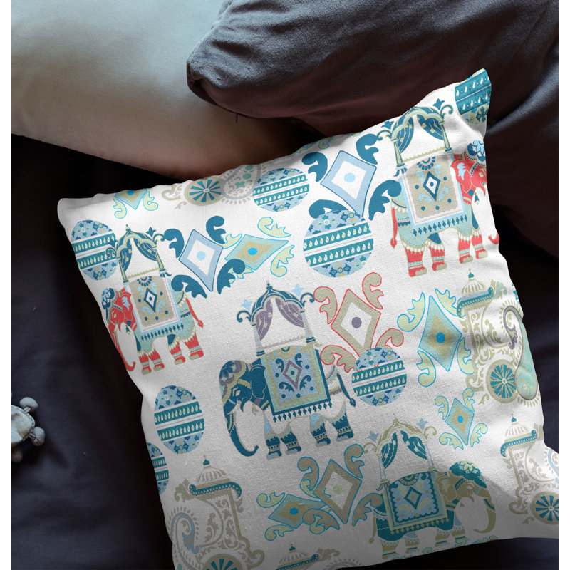  Housse de coussin carré et insert, H 18 po x l 18 po, Fermeture éclair, Bleu / blanc